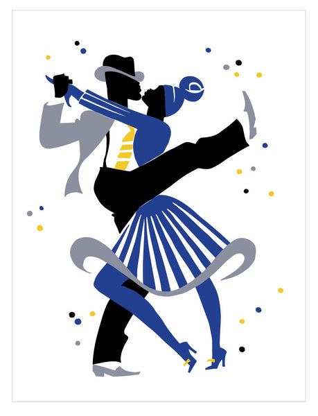 Original Poster, Ty Wilson, Rhythym, Dancing Couple, Jazz, Memphis, Graphics, selling Design, Woman, Gold, Silver, Decoration